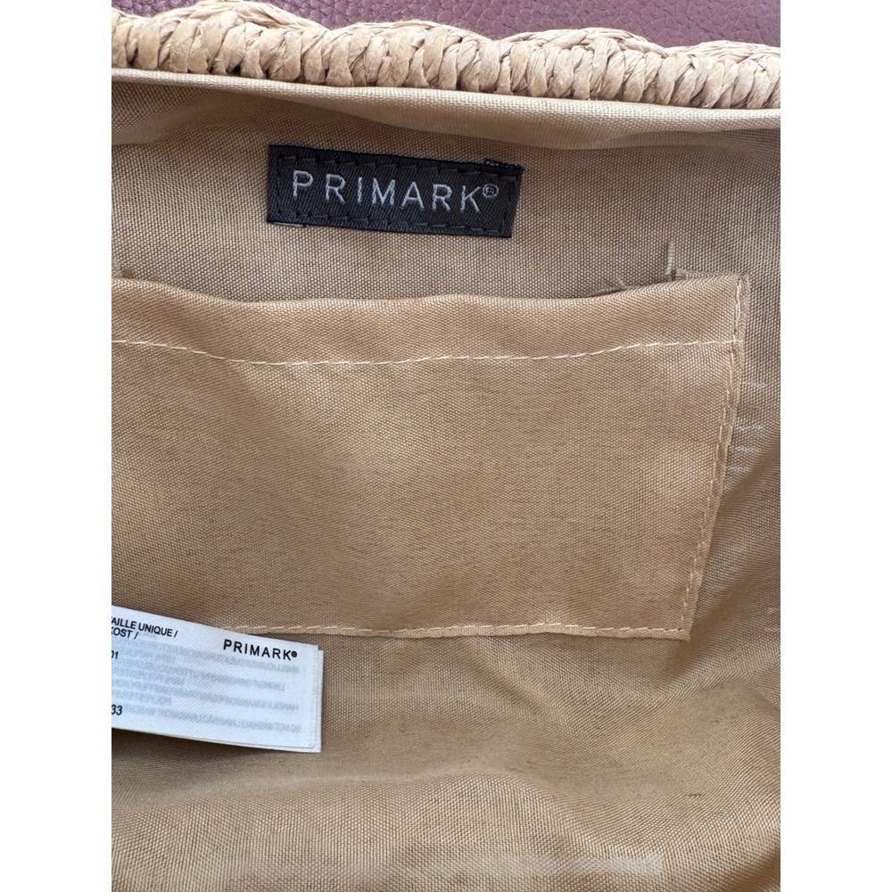 Primark Woven Straw Wicker Crossbody Bag Purse Brown Faux Leather Trim Boho - Picture 8 of 13